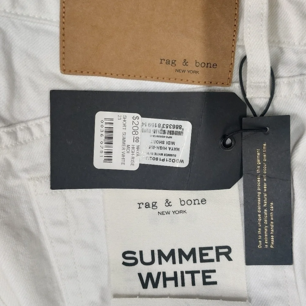 Rag & Bone Maya High Rise Distressed White Denim Jeans- size 23 waist
